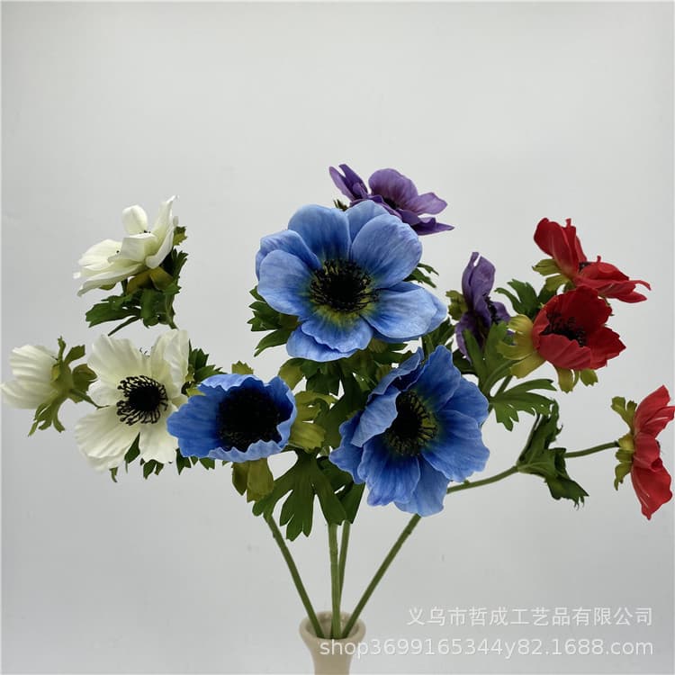 Artificial Anemone and Poppy with Advanced Gradient Dye for Home Decor, Photography, and Wedding Scenes