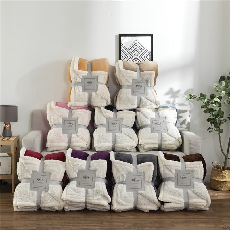 Blanket Lamb Fleece Blanket Double Layer Lamb Fleece Blanket Throw Blanket Thickened Solid Color Warm Blanket Cross-Border Blanket