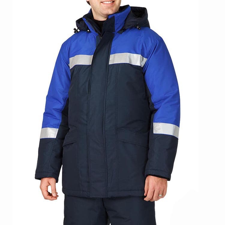 Winter Reflective Work Cotton Jacket Wholesale Mid-Length Men's Warehouse Logistics Workshop Thickened Cold-Proof Warm Work Coat