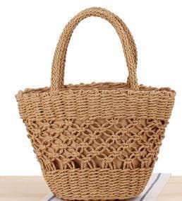Hollow handbag, straw basket, small flower basket, rattan straw paper rope bag, versatile casual bag, beach bag