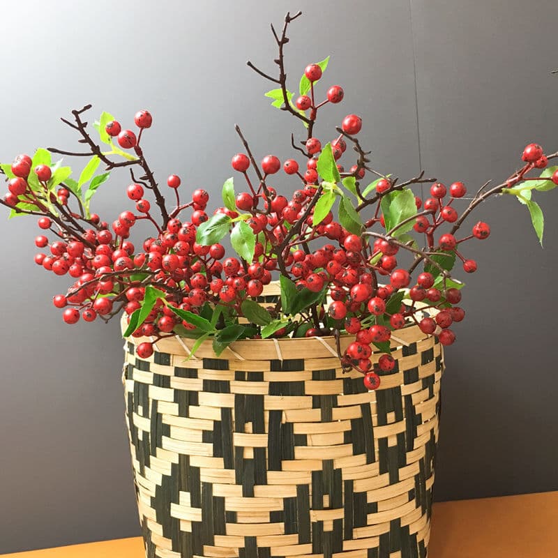 Simulation Small Berries with Leaf Blueberry Sprig Red Berry Fruiting Branches Multiple Stems Artificial Flower Decoration Photography Flowers