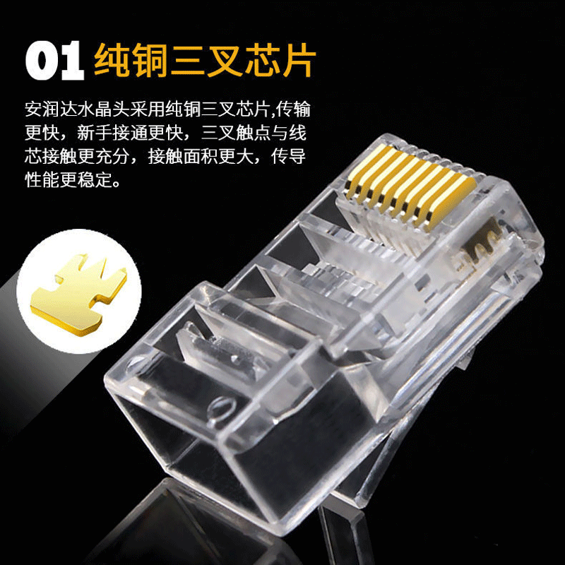 Manufacturer Supply Cat5 Unshielded Ethernet Modular Plug, Gold-Plated 8-Core RJ45 Connector for Engineering Cables