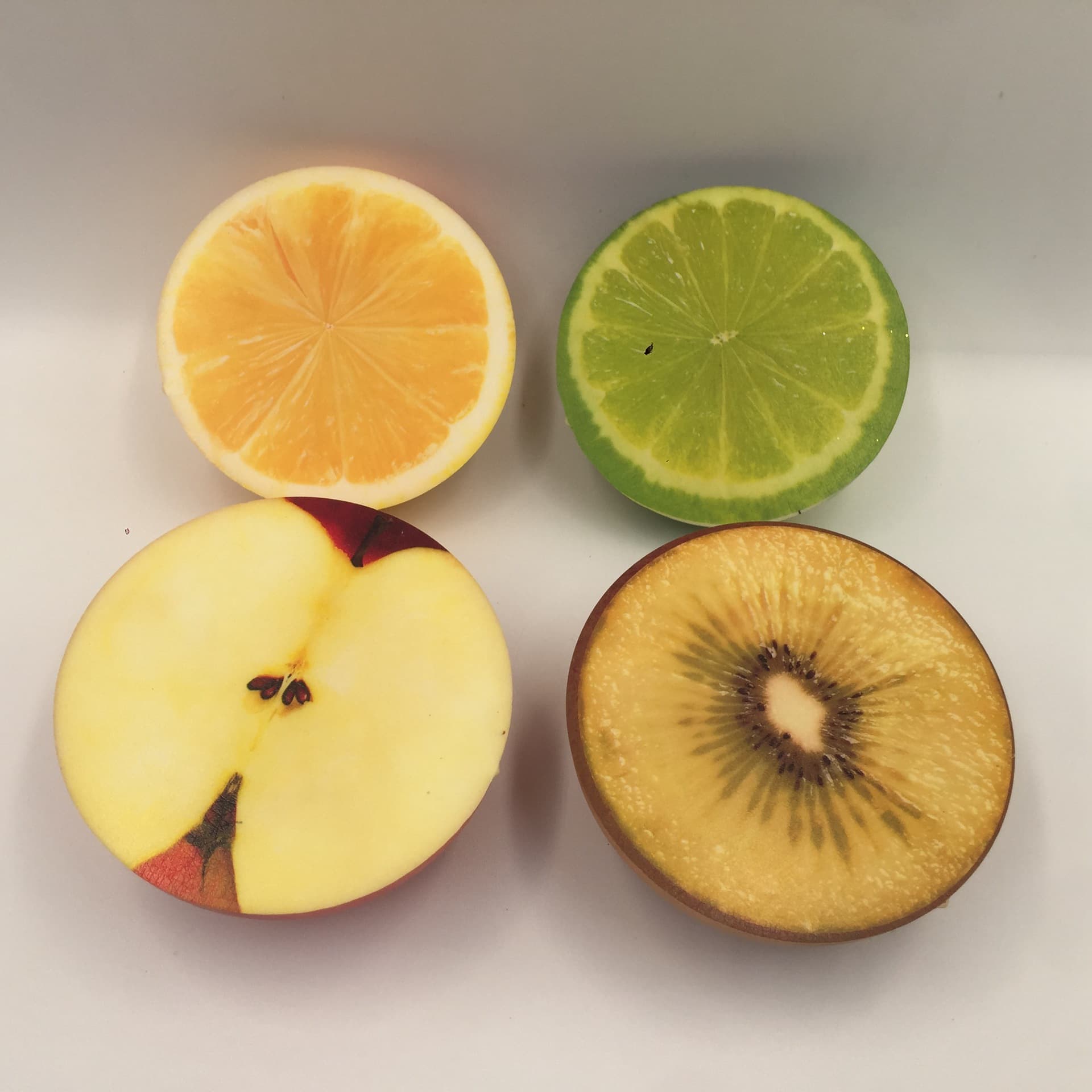 Popular Squishy Slow Rebound Half Simulated Fruit Color Printed Orange Lemon Kiwi Avocado Set