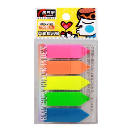 Wholesale Jinwan 7015 Fluorescent Film Indicator Sticky Notes 5-Color Fluorescent Index Arrow Tabs