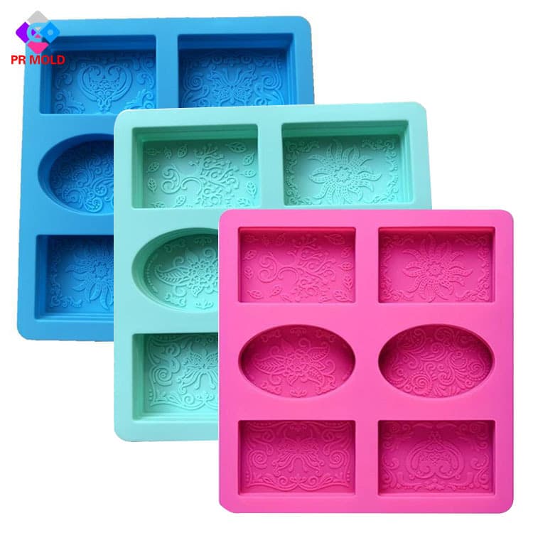 New Pattern Silicone Soap Mold Handmade Cold Process Soap Mould Rectangular Oval Shape 6 Slot Long Rectangle Egg Shape Soap Mold