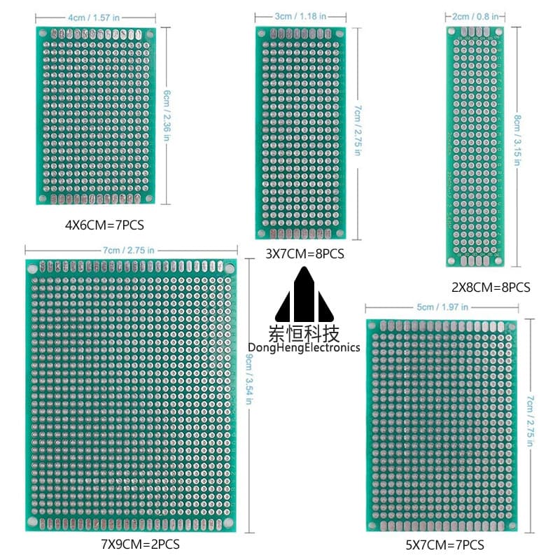 32pcs Five Sizes PCB Double-Sided Prototype DIY Universal Printed Circuit Board Blank PCB Solder Paste Printing
