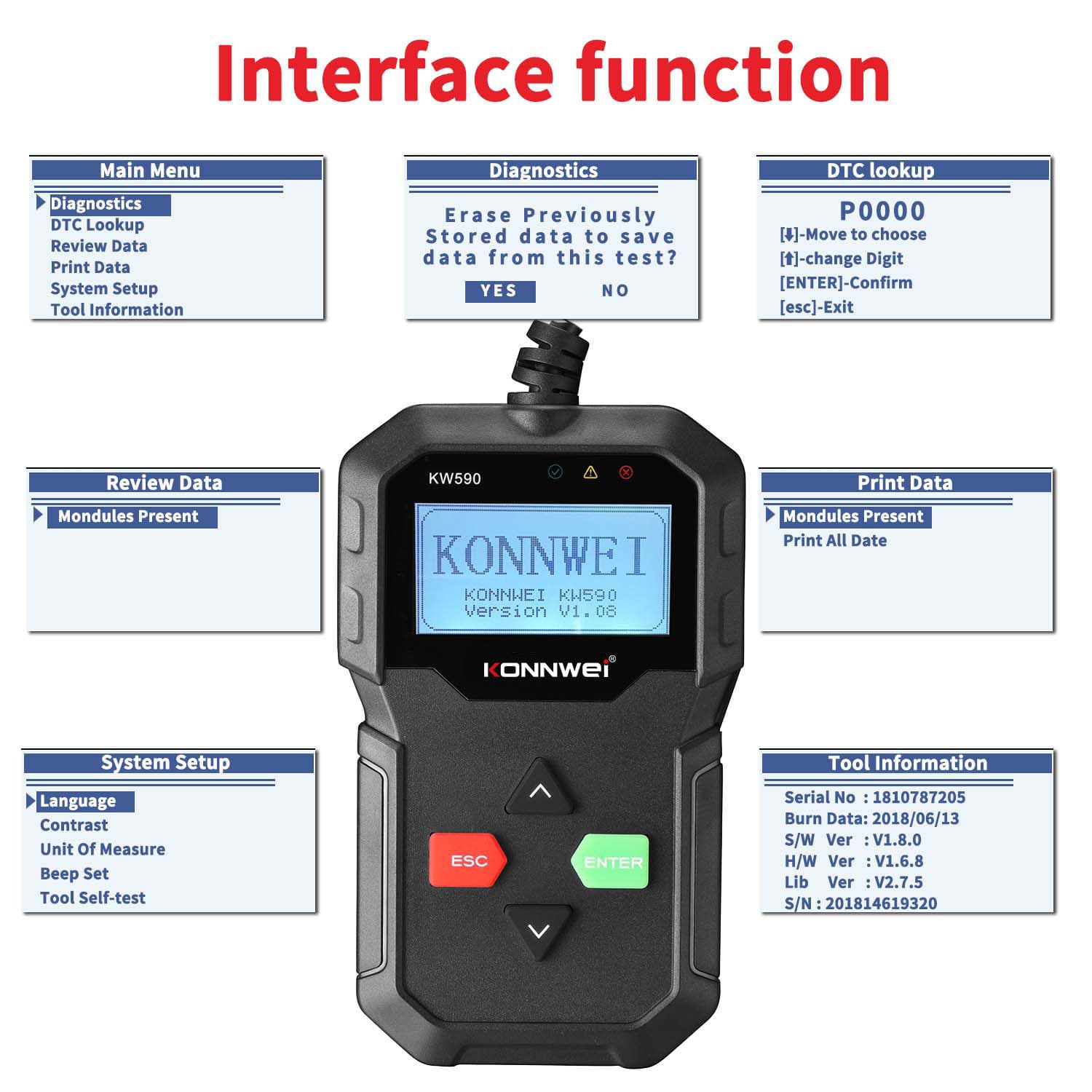 Konnwei Kw590 Obd2 Eobdobd2 Scanner Obd Scanner Car Scanner