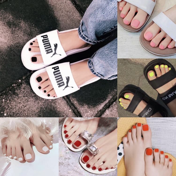 False Nails Wearable Toenails Finished Nail Tips Matte Solid Color Nail Stickers Removable Nail Patches 24 Pieces