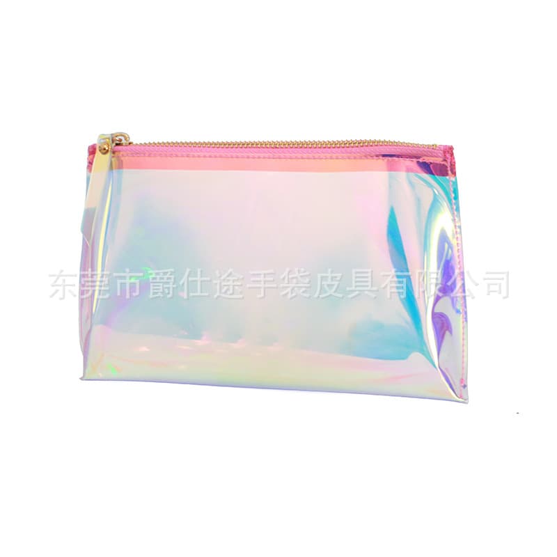 Korean-style square laser PVC clutch bag, creative transparent iridescent PVC jelly bag, waterproof storage pouch