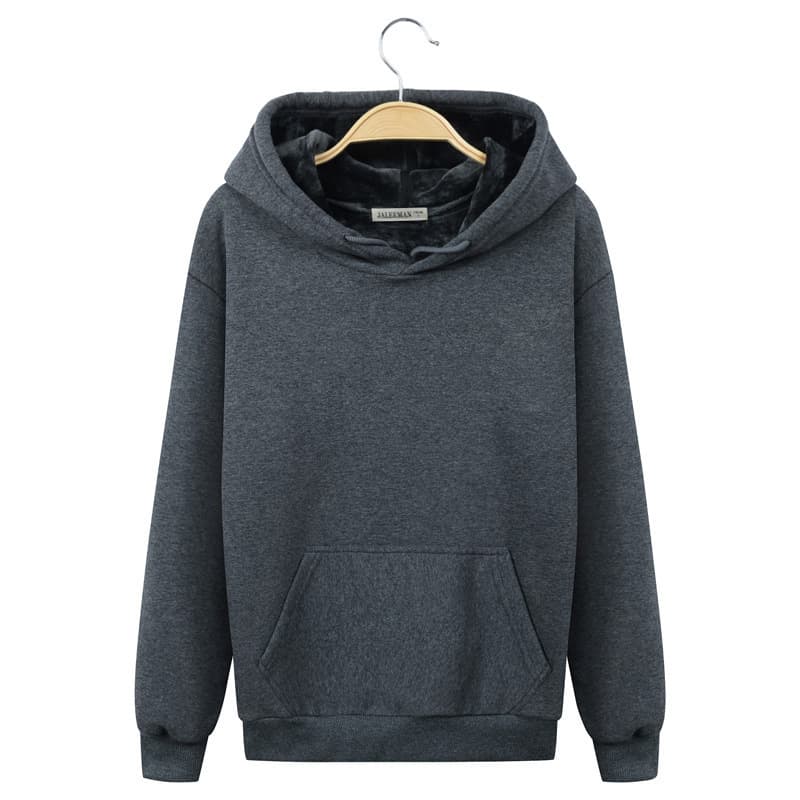 New Spring and Autumn Men's Fleece-Lined Thickened Hooded Sweatshirt Pullover Fleece-Lined Thickened Men's Jacket for Outerwear Wholesale