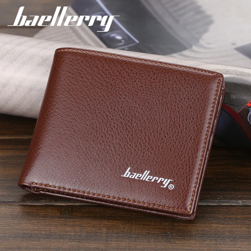 Baellerry Men's Short Wallet, Korean Style Slim Multi-Card Slot Open Wallet, Fashionable Soft Leather Horizontal Billfold