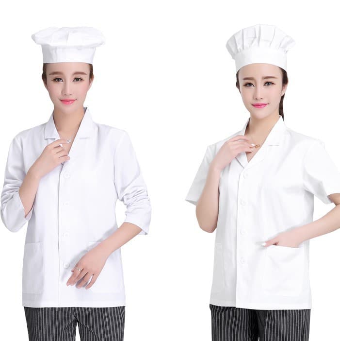 School and Kindergarten Canteen Chef Uniform Women's Short Sleeve Hotel Kitchen Chef Coat Long Sleeve Breathable