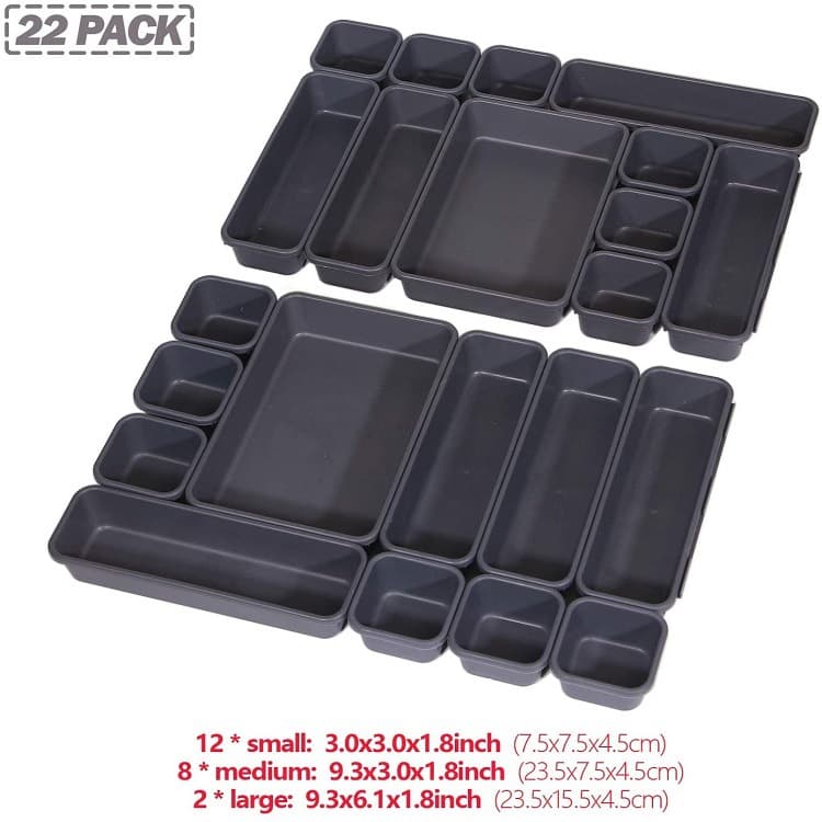 Interlocking Drawer Organizer Plastic Divider Box for Home Storage
