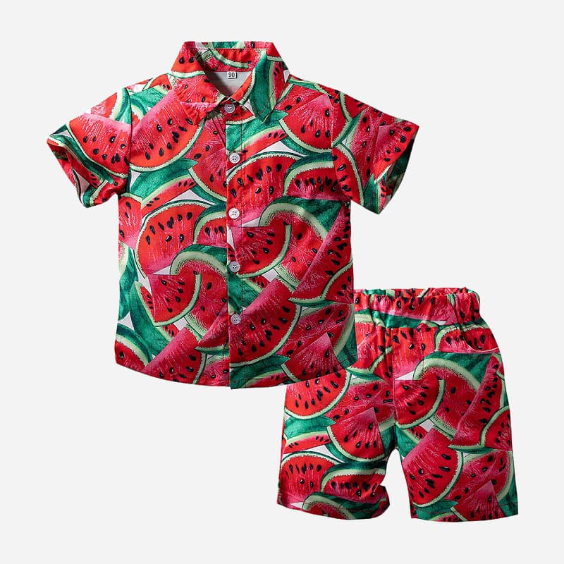 Cross-border children's clothing 2020 new summer style boys' beach vacation style short-sleeved shirts and casual pants suits two colors