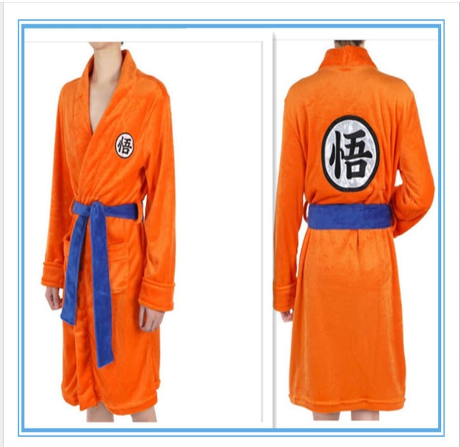 Autumn and Winter Amazon Home Clothes Flannel Dragon Ball Cosplay Nightgown Bathrobe Ou Size Goku Bathrobe Nightwear