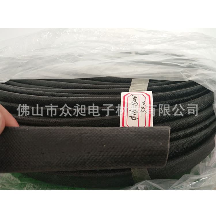 Black 16mm self-extinguishing tube: heat-resistant up to 220°C, fiberglass with black silicone insulation, eco-friendly sleeve