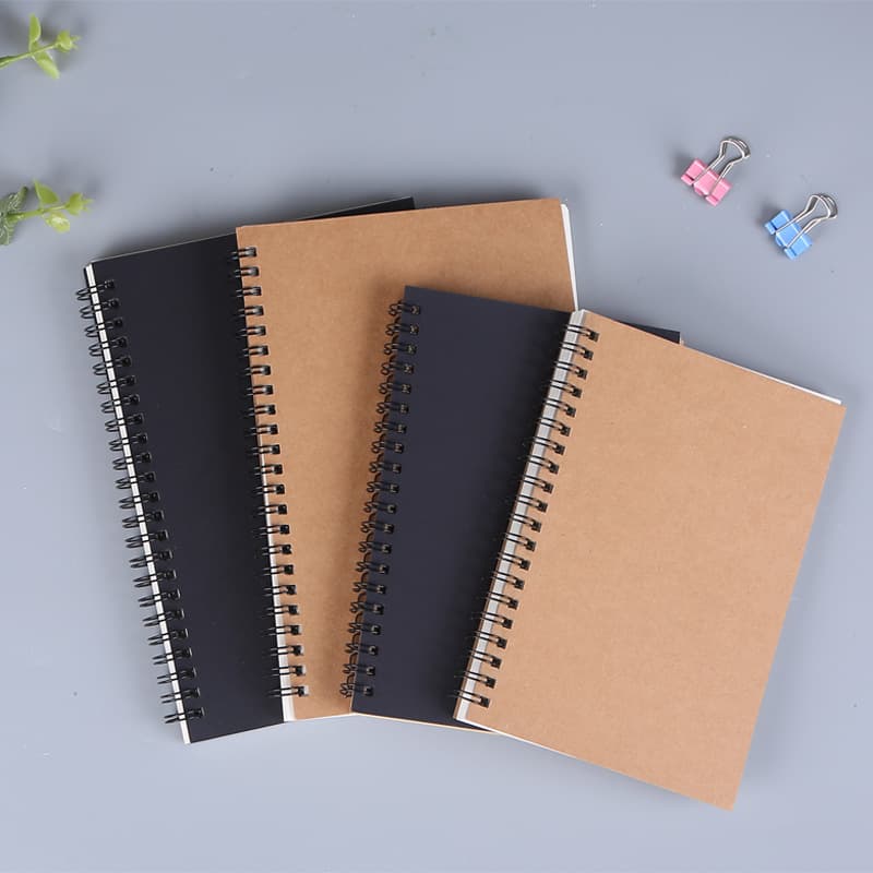 Minimalist Black Cover Kraft Cover Spiral Notebooks A5 Notepads, Doodle Sketchbooks Customizable