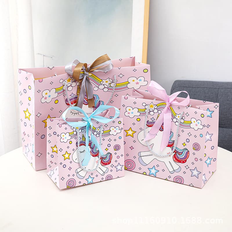 Fresh Cute Cartoon Gift Bag Children's Packaging Unicorn Handbag Paper Bag Adorable Return Gift For Kids