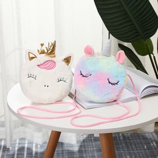 New Kids Cartoon Cute Girl Unicorn Creative Colorful Plush Single Shoulder Crossbody Bag Wholesale
