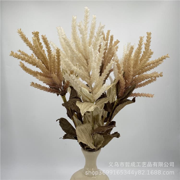 Brown theme wedding reed flowers simulated flower bubbles wedding decoration flower row background wall arch