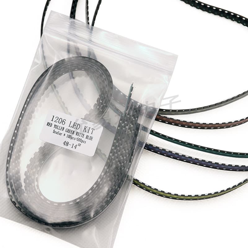 1206 SMD LED SMD light emitting diode sample pack red yellow blue green white 5 colors 100 pcs each