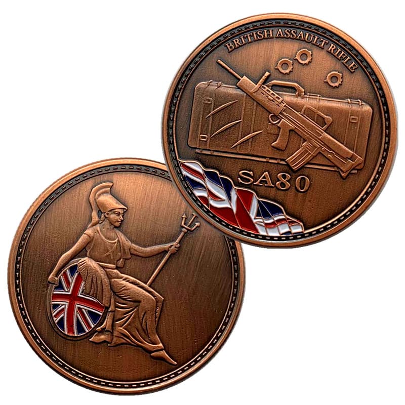 British Assault Rifle SA80 Red Bronze Commemorative Coin Collection Coin Sniper Gold Coin Craft Coin Commemorative Medal