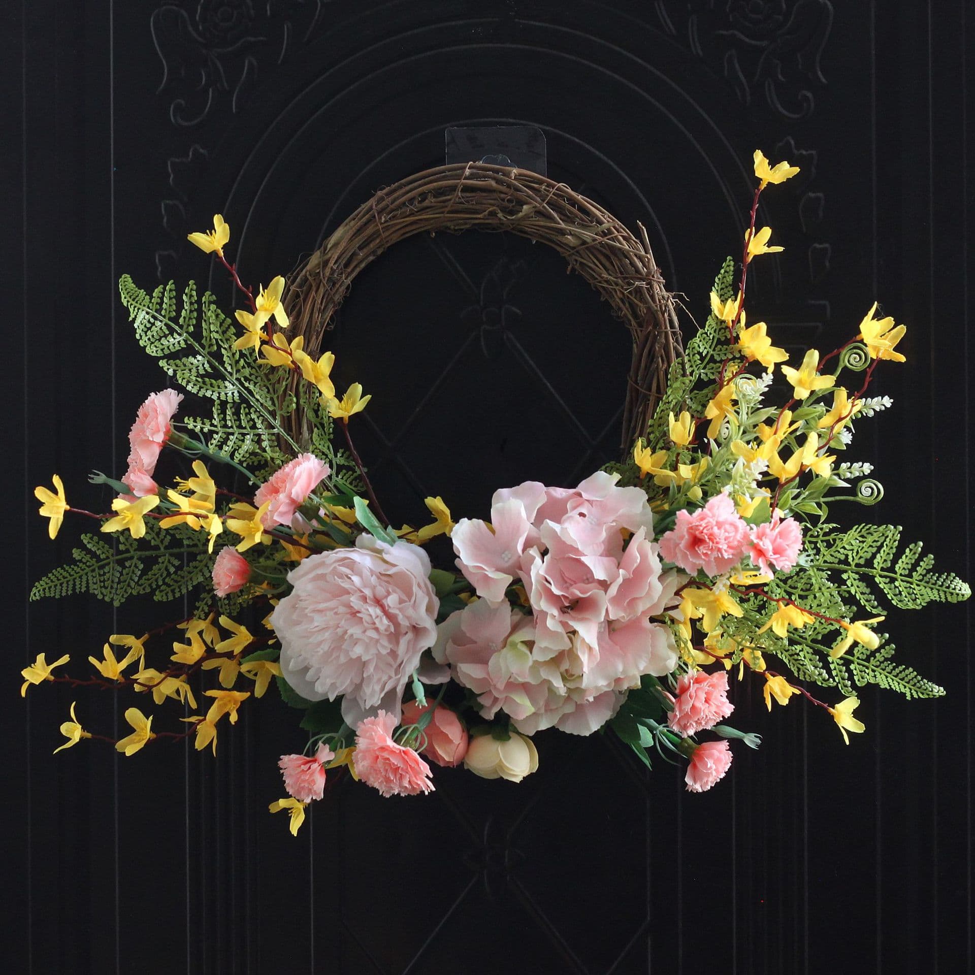 Spring New Wreath with Jasmine Primrose Mother's Day Carnation Door Decoration Festival Gift