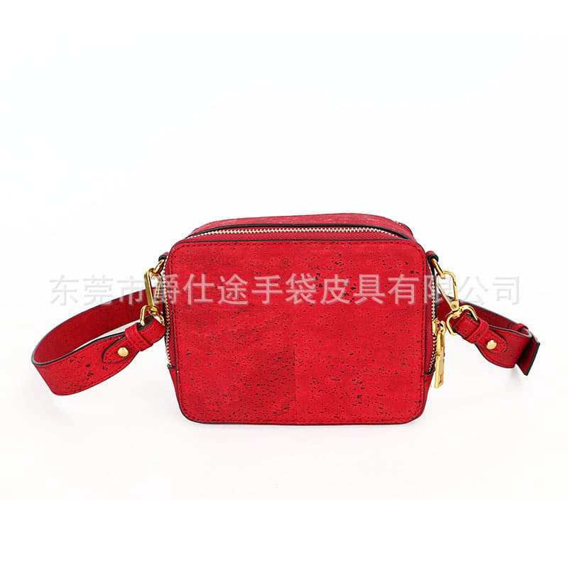 Factory customized Cork chain bag, versatile genuine wood shoulder bag, double zipper cork crossbody bag