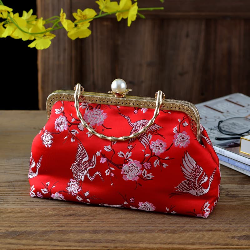 New Retro Style Pearl Button Embroidery Hanfu Bag Handbag Cheongsam Bag New Year Banquet Bag