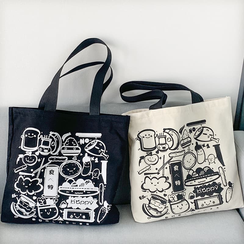Copyrighted Canvas Women's Shoulder Bag Japanese Harajuku Ulzzang Large Capacity Student Illustration Cloth Bag Ins Trendy
