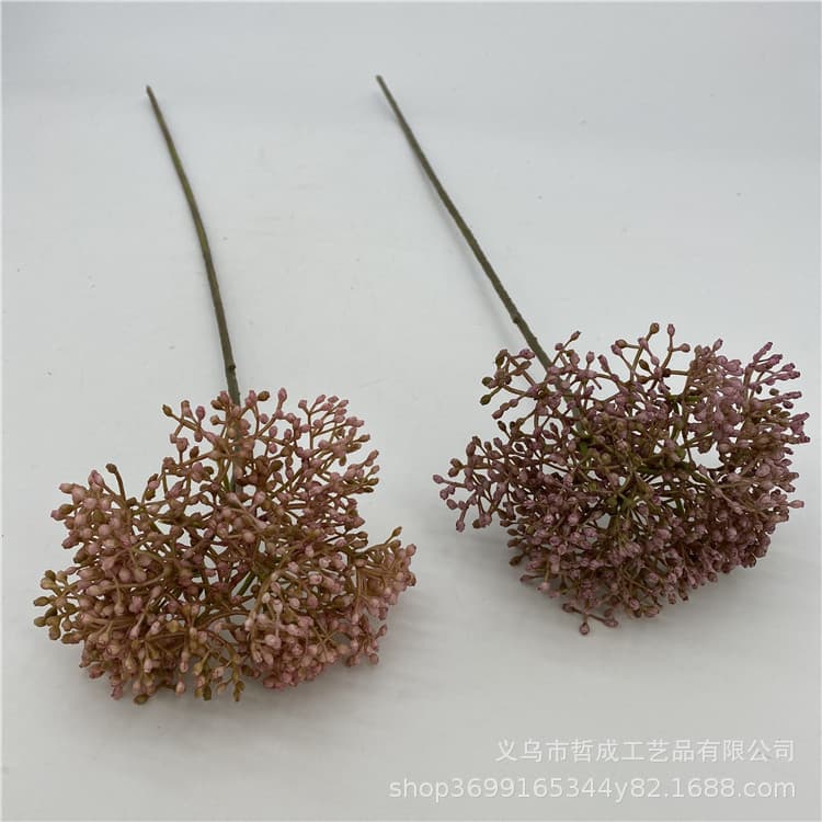 Wild Berry Branch Simulation with Rice Fruit, Octagonal Pod for Indoor Decoration and Floral Compositions