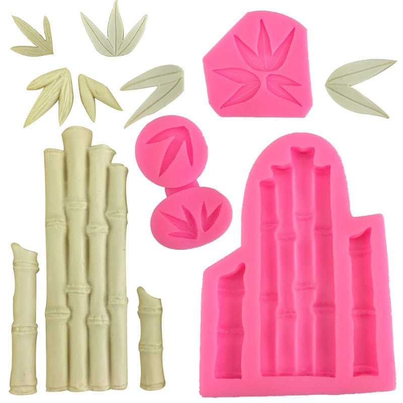 Combination Bamboo Leaf Silicone Mold for Clay Sugar Art Soft Clay Drip Glaze Cake Baking Tool Irregular Shape Kitchen Gadget