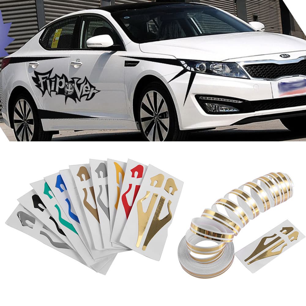 Car Waistline Decal Stripe Full Vehicle Sticker Modification Hood Line Body Wrap Scratch Cover Racing Stripe