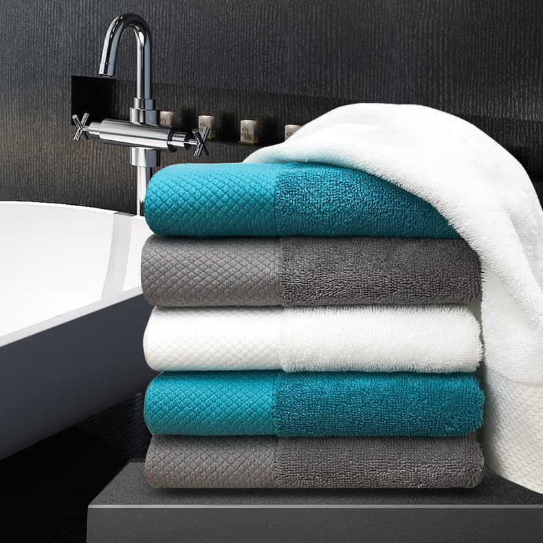 Pure Cotton Platinum Satin Bath Towels Soft Absorbent Hotel Quality Skin Care Embroidery Option Five Piece Set Universal Use
