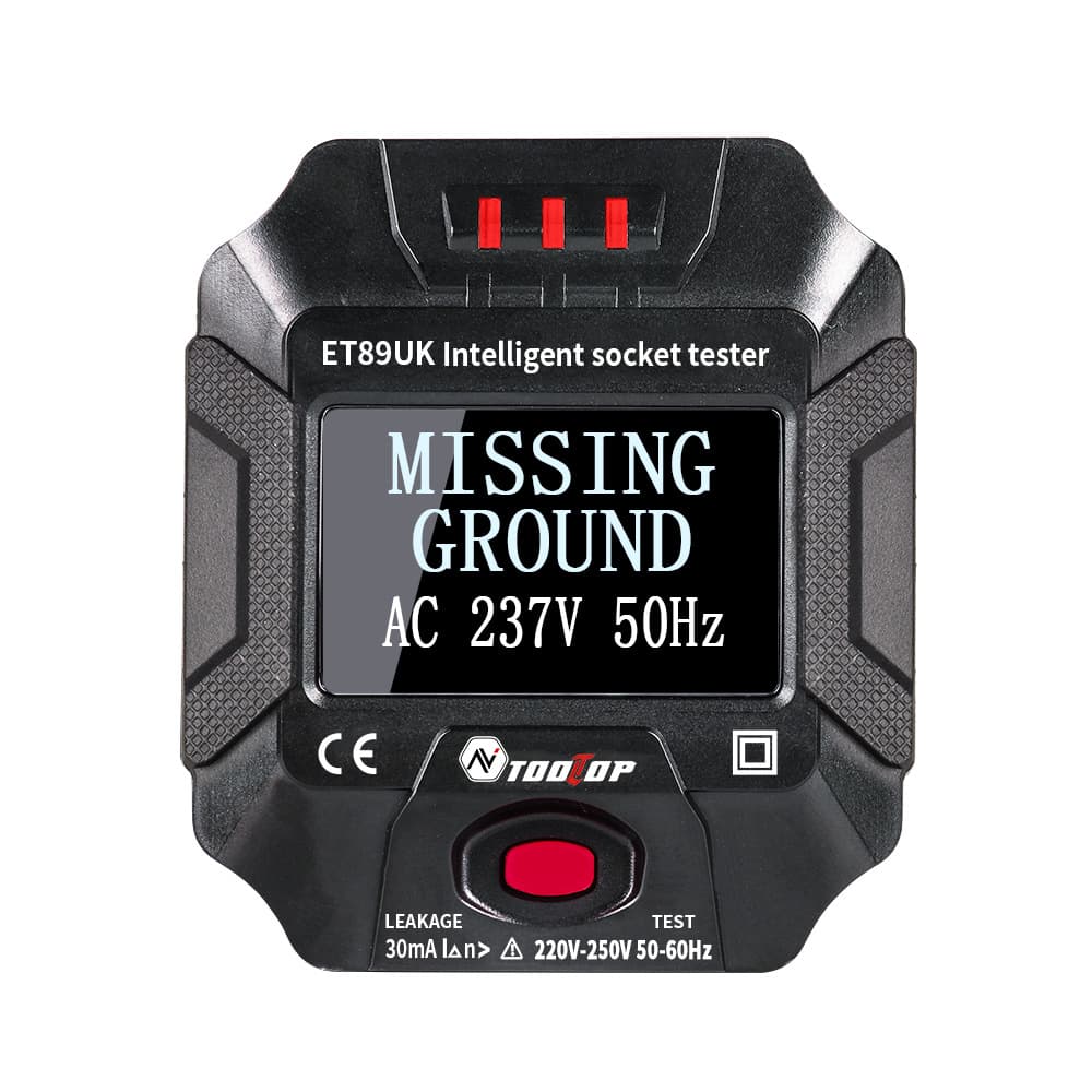 TOOLTOP ET89UK British Standard Fully Intelligent Socket Tester - With Screen Display for Voltage and Frequency