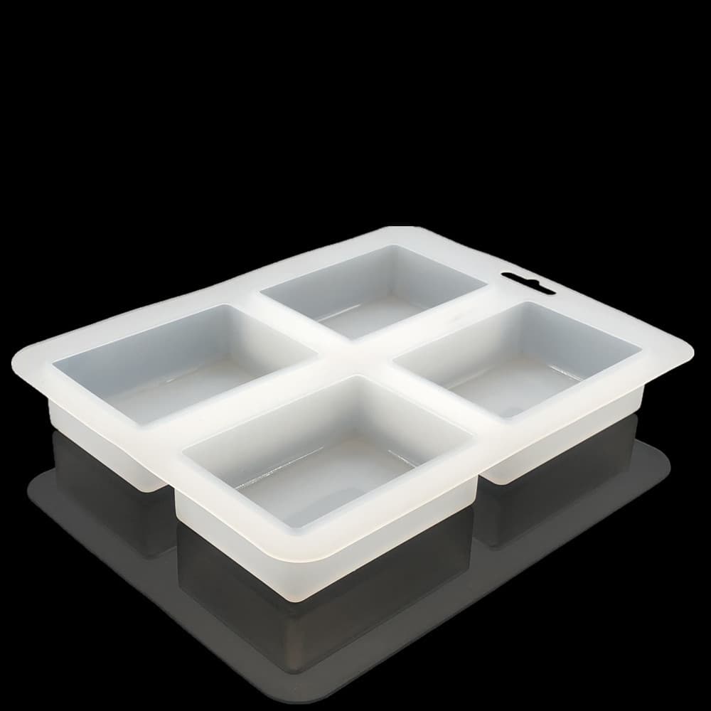 Silicone Rectangular Soap Mold 4-Cavity Mirror Crystal Epoxy Resin Aromatherapy Candle Baking Cake Ice Cube Mold In Stock