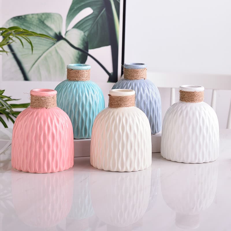 Wholesale Dried Flower Vase Set with Ceramic Pot, Rope Flower Insert, Nordic Home Decorative Vase