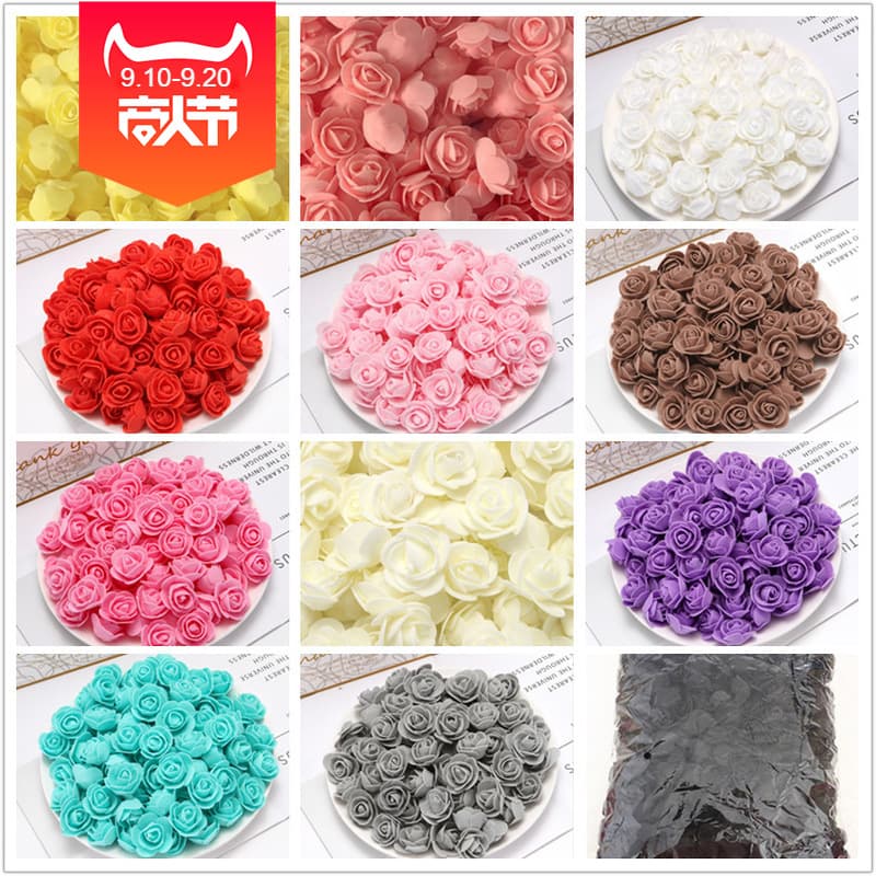 Simulated rose head PE foam flower 3.5CM DIY rose bear material wholesale foamflower