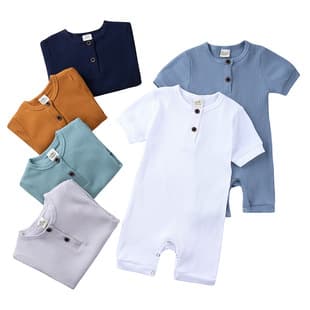 Summer Baby Girls One-Piece Solid Color European/American New Style Baby Romper Short Sleeve Outwear AliExpress Hot Sale
