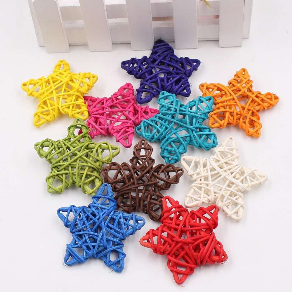 Nail-free 6cm Woven Pentagram Colored Star Rattan Ball Thailand Light String Special Accessories Home Hanging Decor