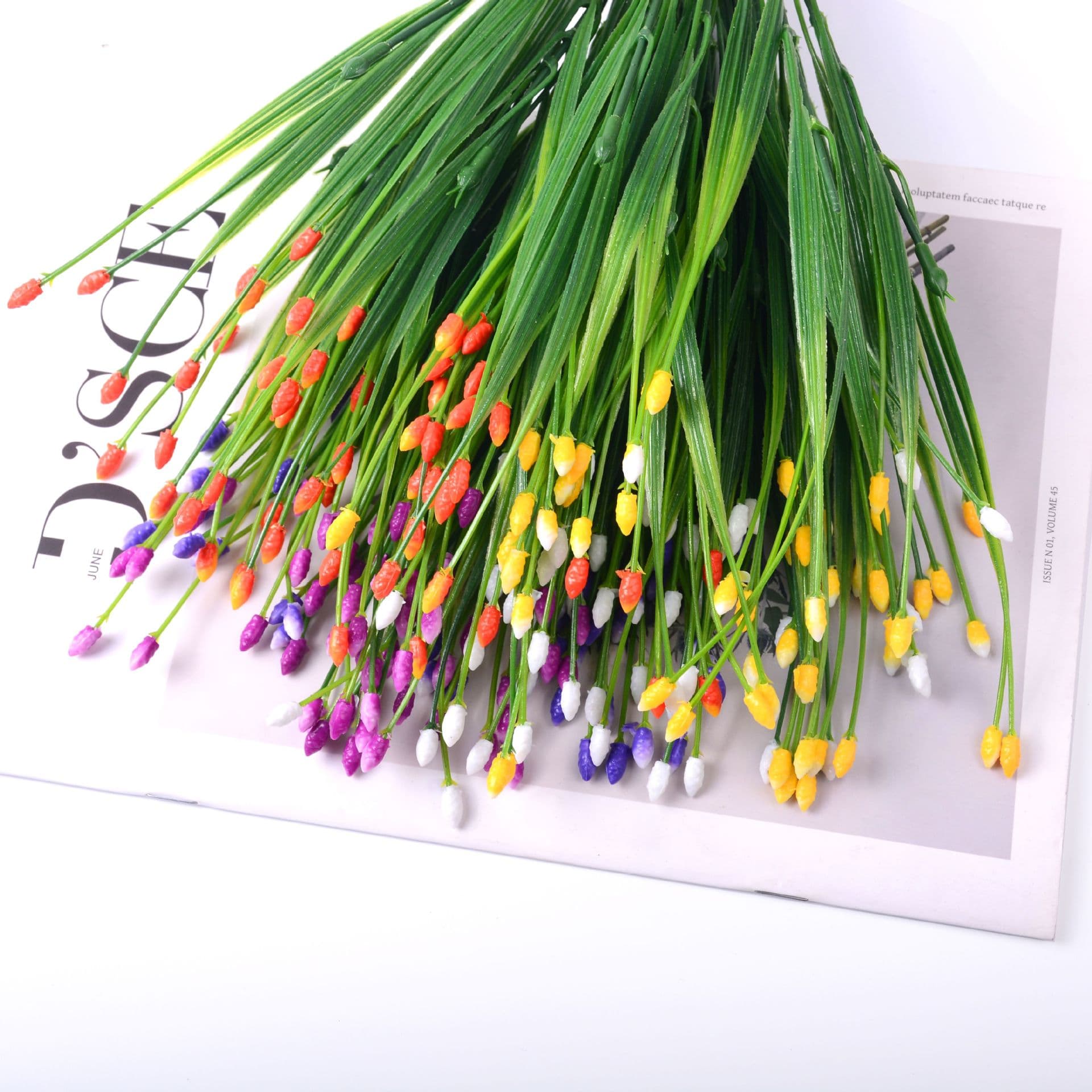 Seven-headed spring grass flower artificial flower plastic flower small bunch rice flower artificial green plant home restaurant decoration flower