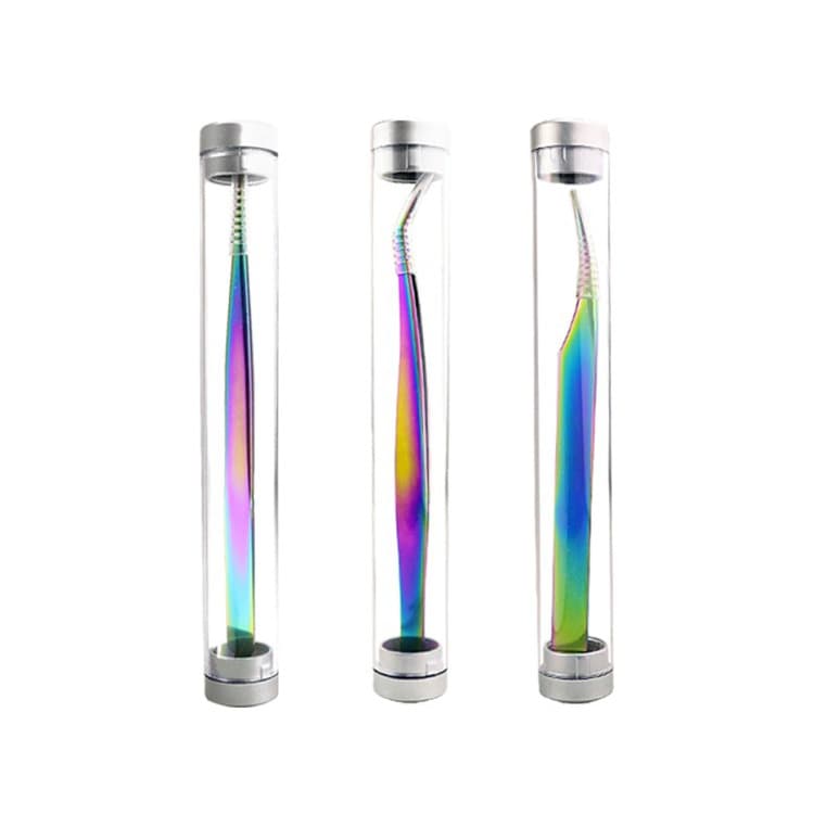 Transparent PC round tubes with detachable ends, tweezers packaging round tubes with EVA pads included