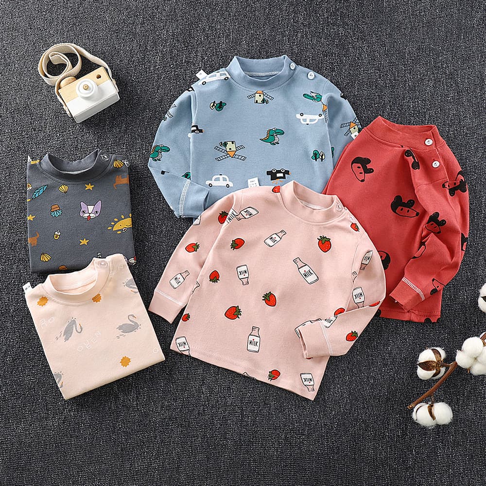 Drop Shipping Children's Spring/Autumn Style Long Sleeve T-shirt Baby Pure Cotton Base Layer Boys and Girls Korean-style Infant Top