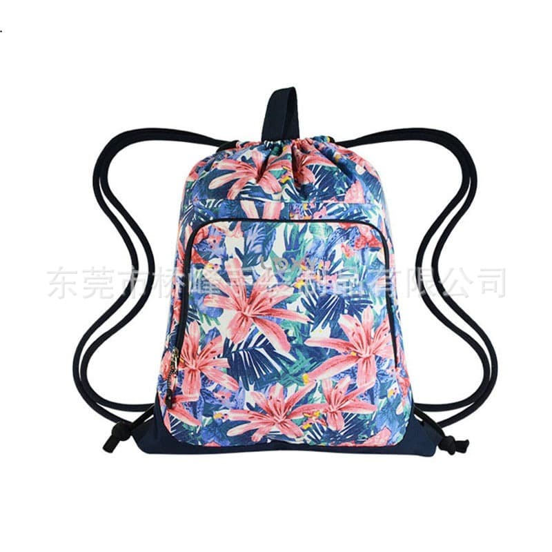 Drawstring pouch, Dongguan factory custom polyester bag, trendy printed drawstring, multi-functional cotton rope.