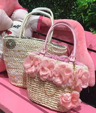 Japanese and Korean Straw Flowers, Corn Husk Bag, Woven Craft Bag, Fashion Casual Handbag, Travel Beach Tote