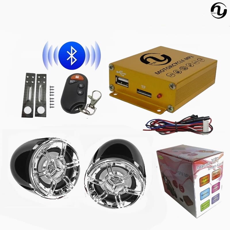 Factory Hot Sale Heavy Bass Motorcycle Anti-Theft Alarm Bluetooth Speaker MOTORCYCLE MP3 Car Speaker