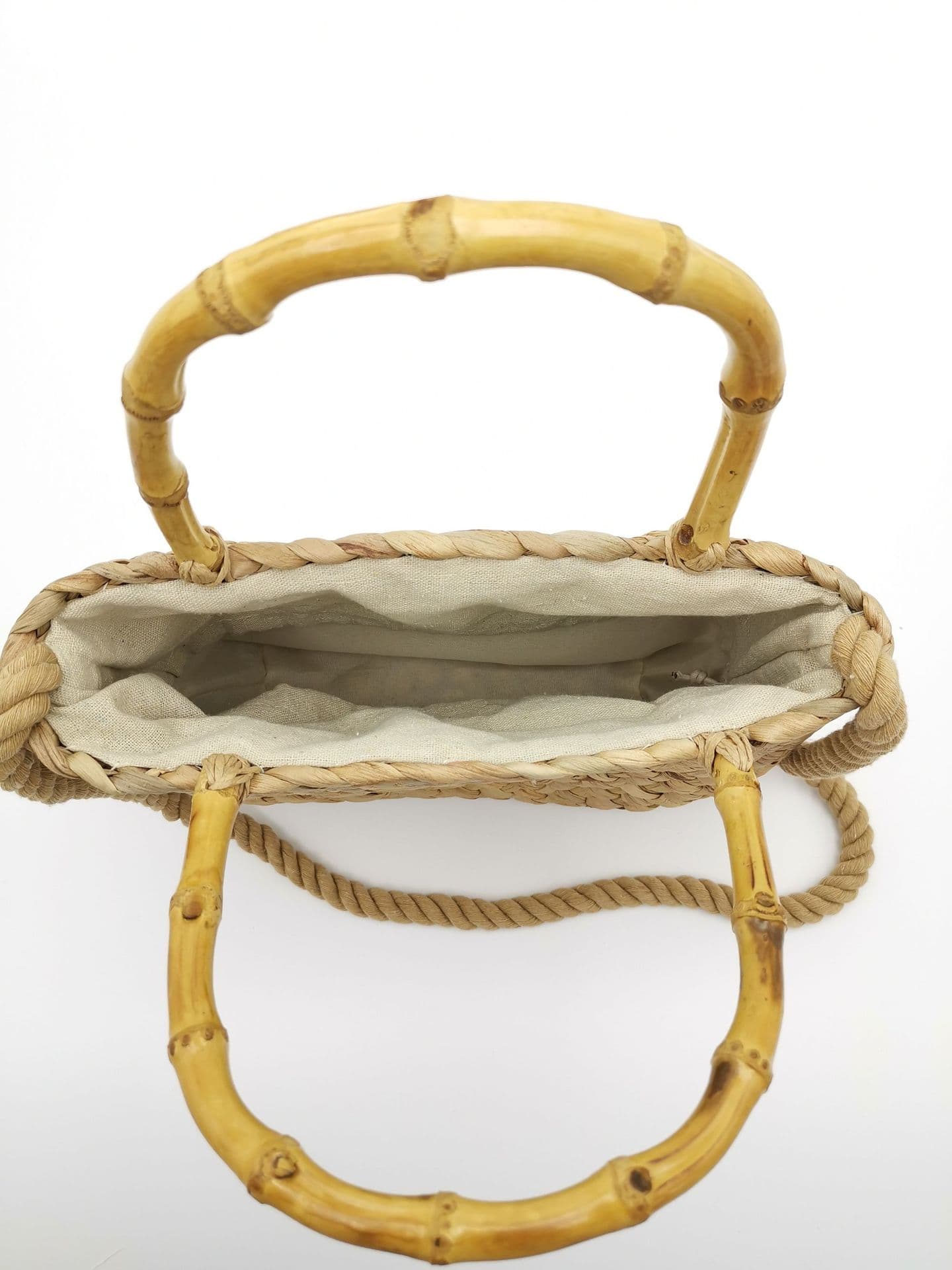 Beach New Woven Hollow-out Artistic Tote Bag Cotton Rope Handmade Braided Straw Tote