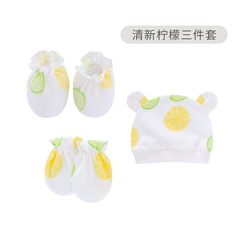 Foreign trade European and American newborn baby hat, anti-scratch gloves, foot covers, baby cap, baby mittens 82104
