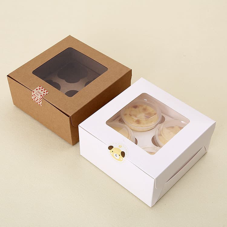 4-piece muffin box, cupcake box, window packaging box, baking box, croissant egg tart packaging box