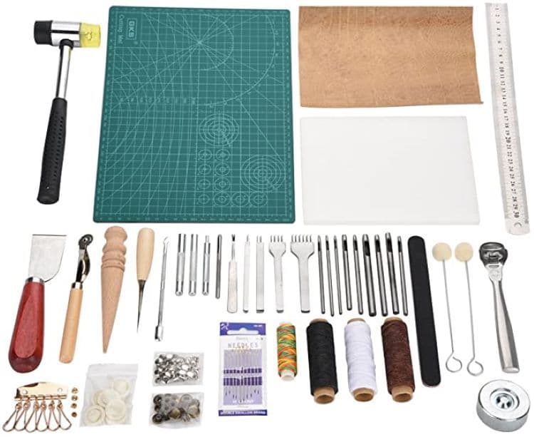 DIY Leather Tools Handmade Leatherworking Tool Set Hand Sewing Cutting Technique Set 01 Model
